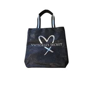 Victoria Secret black glittery tote bag